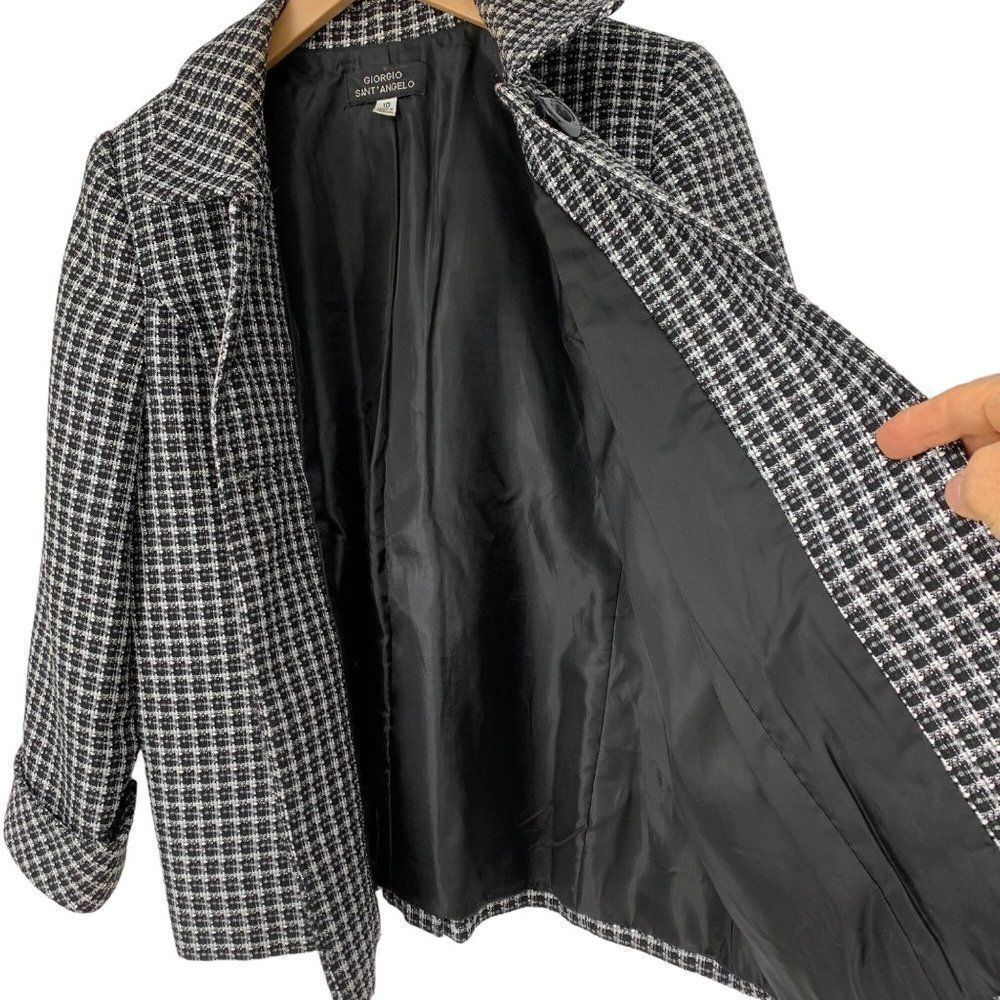 Women Giorgio Sant Angelo Size 10 Baby Doll Blazer Metalic Plaid 3914 - Picture 5 of 10